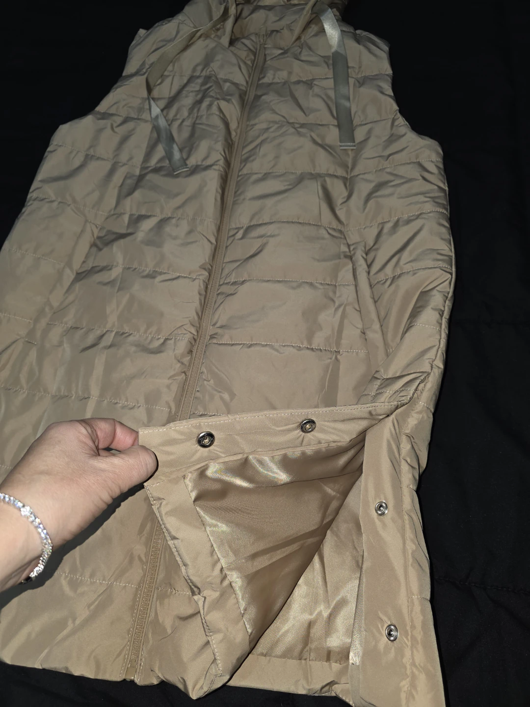 Khaky color Puffer Vest with Hood - photo 4