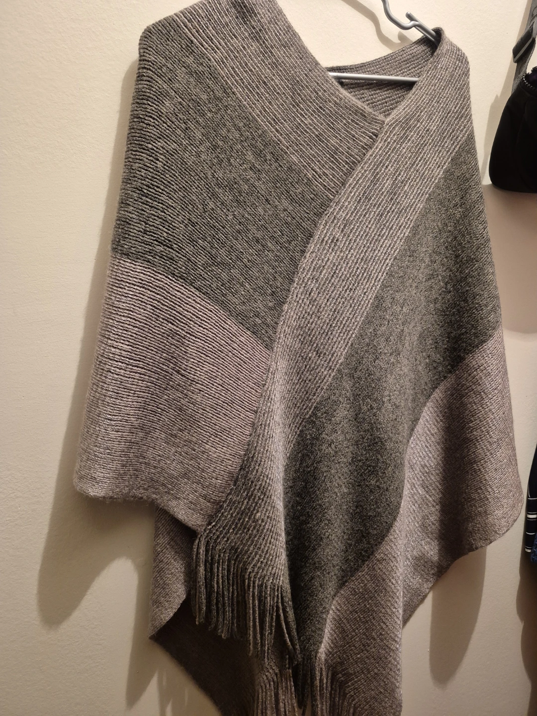 Striped Poncho - Grey Tones
