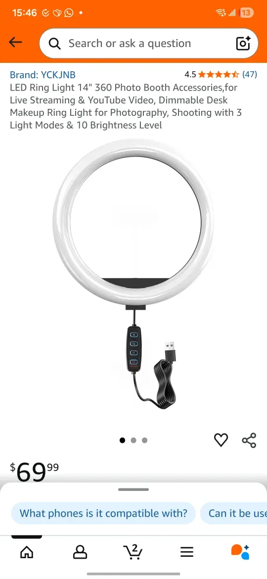 YCKJNB 14" LED Ring Light - Photography, Streaming