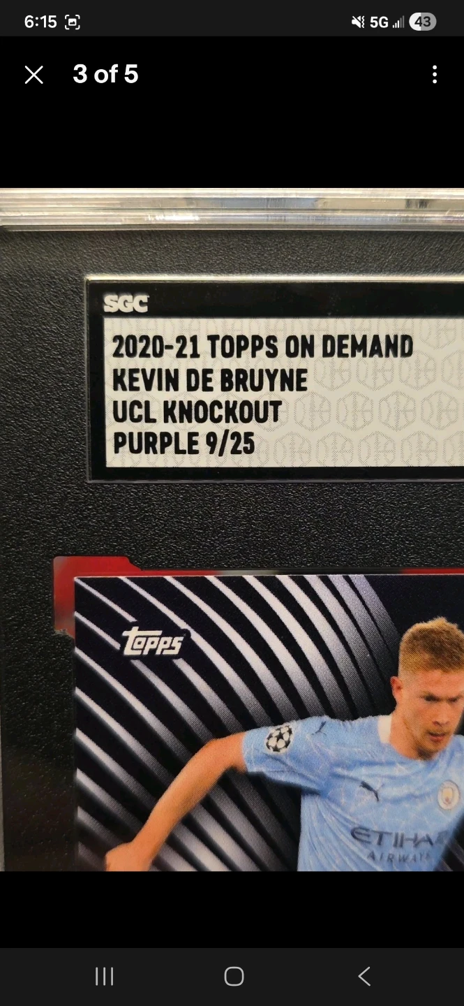 Kevin De Bruyne Topps On Demand Purple 9/25 SGC 9.5 - photo 3