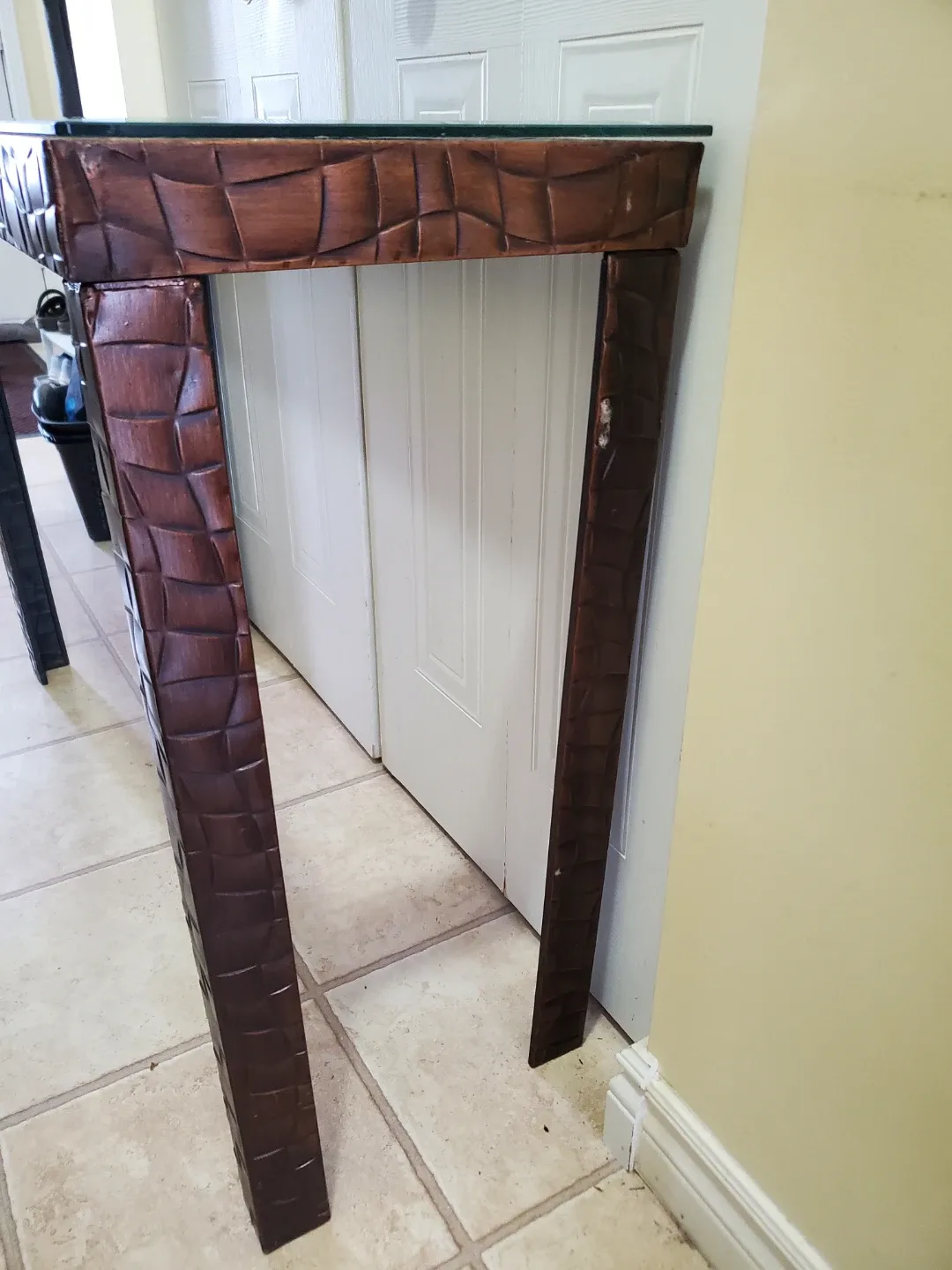 Brown Console Table with Glass Top #cleanout image indicator(2)