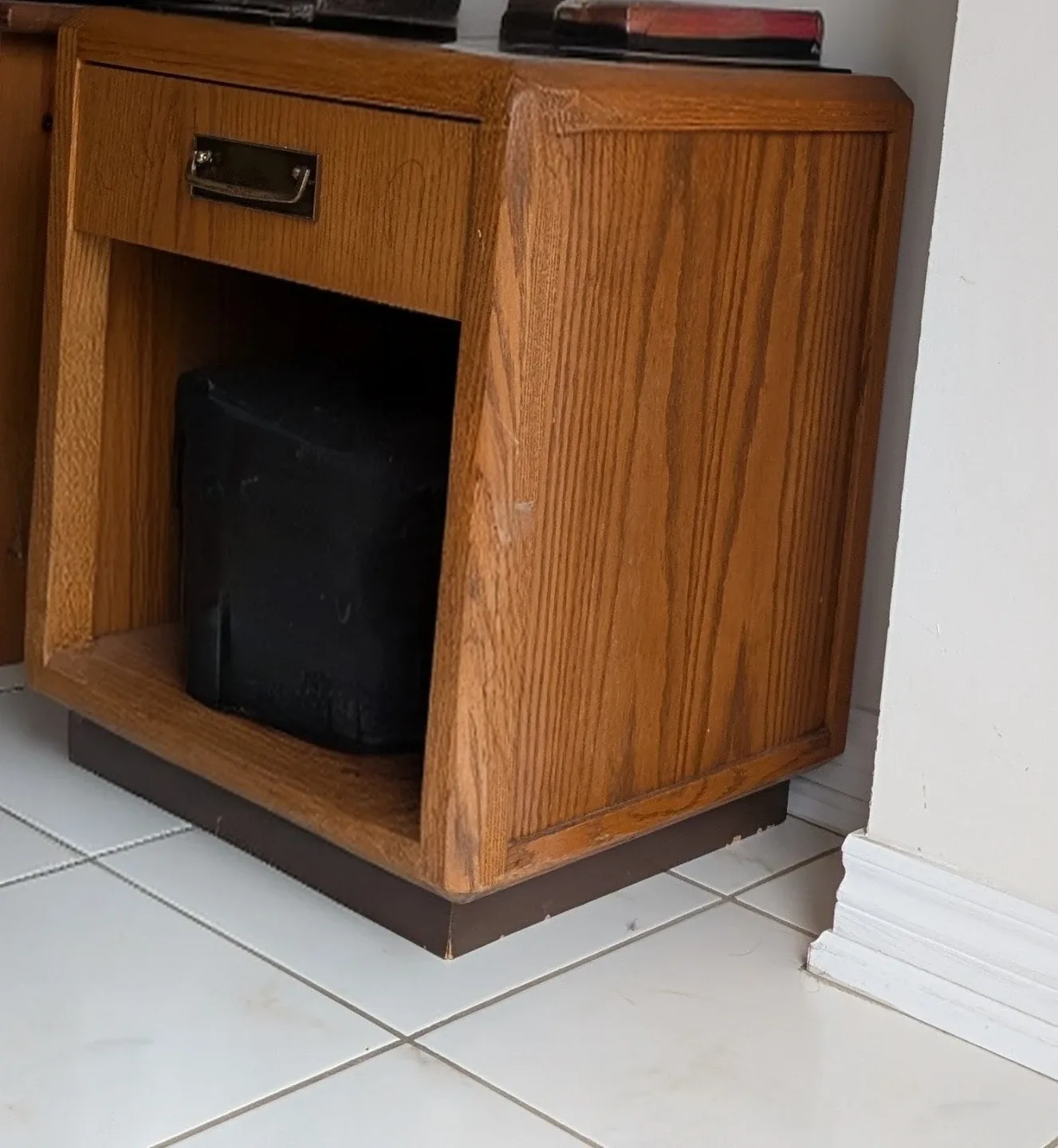 Oak Wood Nightstand with Drawer