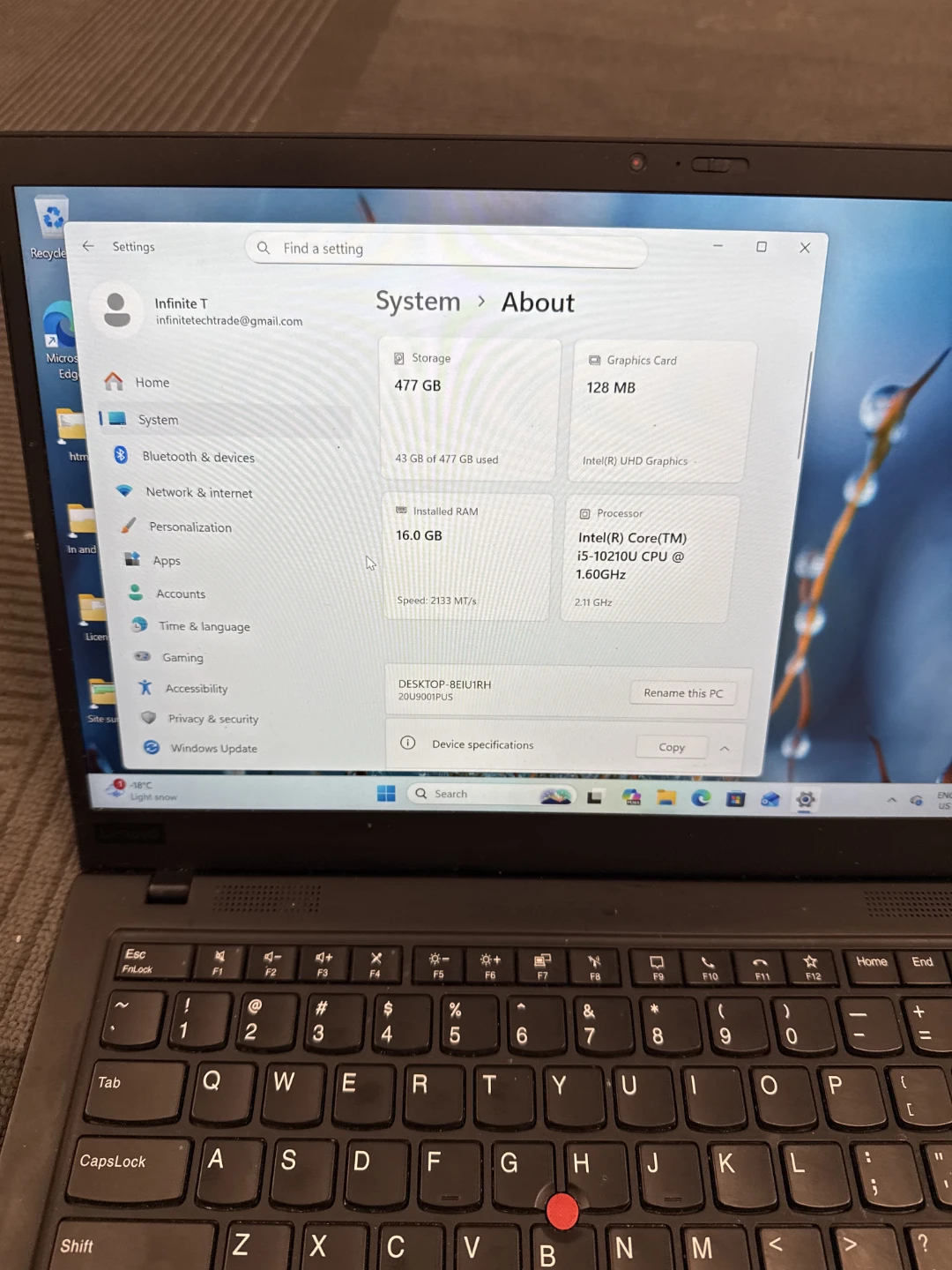 Lenovo ThinkPad X1 Carbon Laptop - i5, 16GB RAM, 477GB Storage