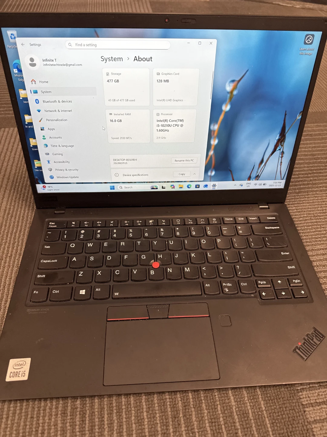Lenovo ThinkPad X1 Carbon Laptop - i5, 16GB RAM, 477GB Storage - photo 2