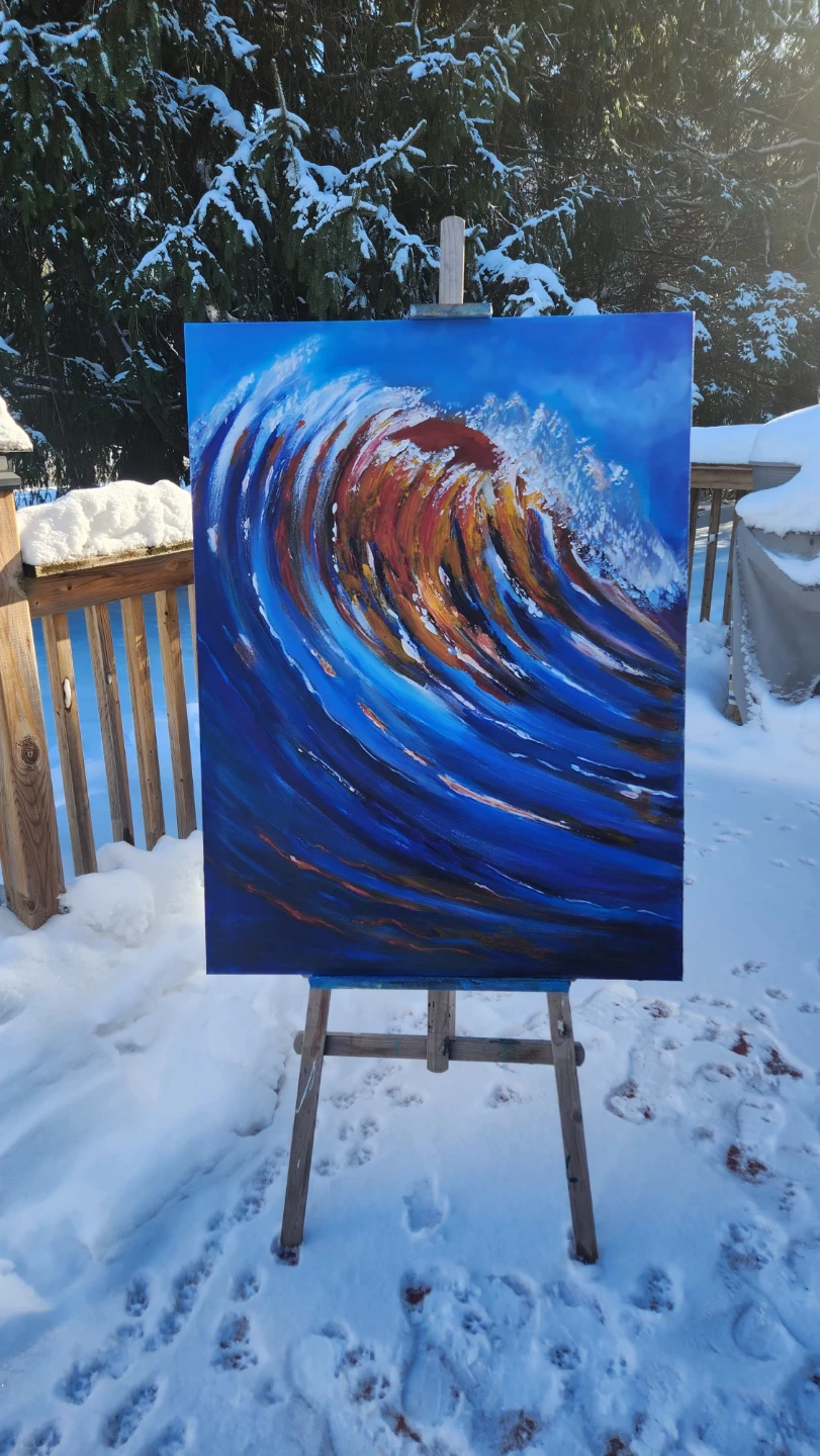 Sunset wave acrylic painting - photo 2