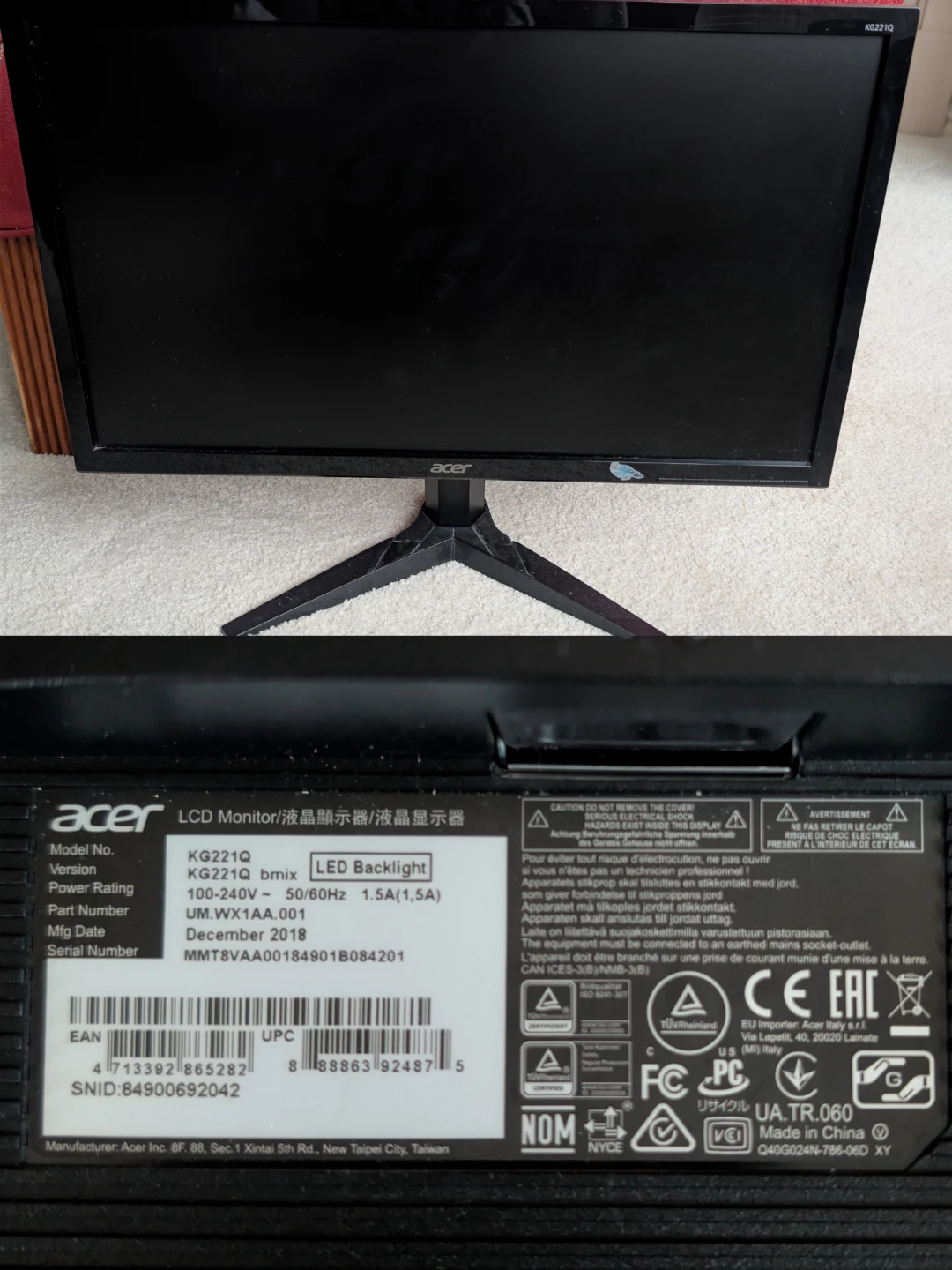Acer 21.5” LED Monitor – Full HD (KG221Q bmix)