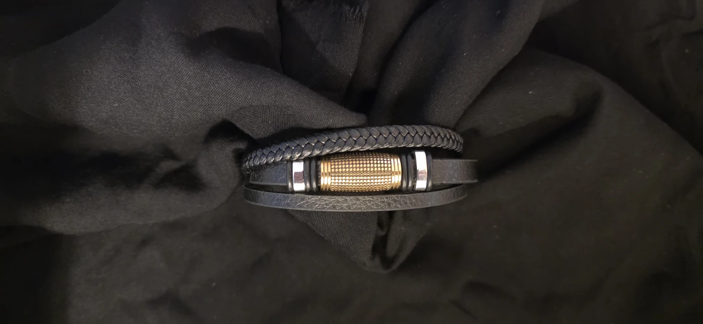 Stylish Black Leather Bracelet - photo 3