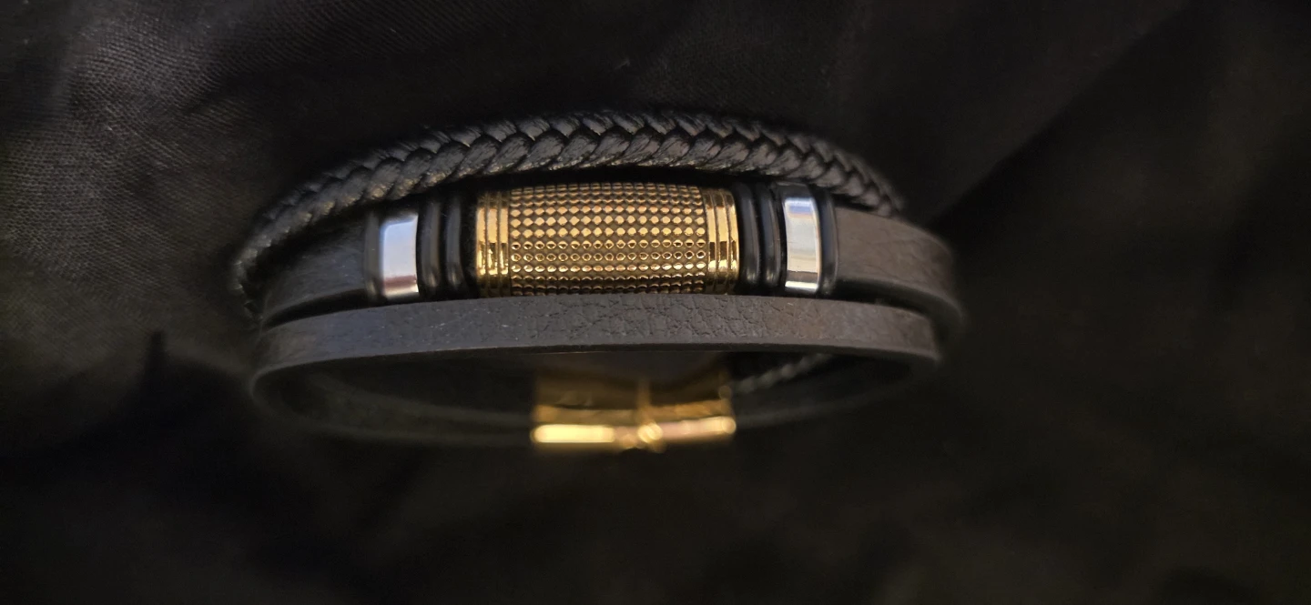 Stylish Black Leather Bracelet - photo 4