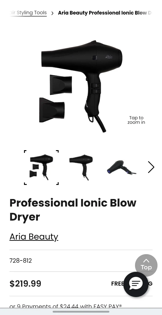 Aria Beauty Professional Ionic Blow Dryer - Black, New - photo 5