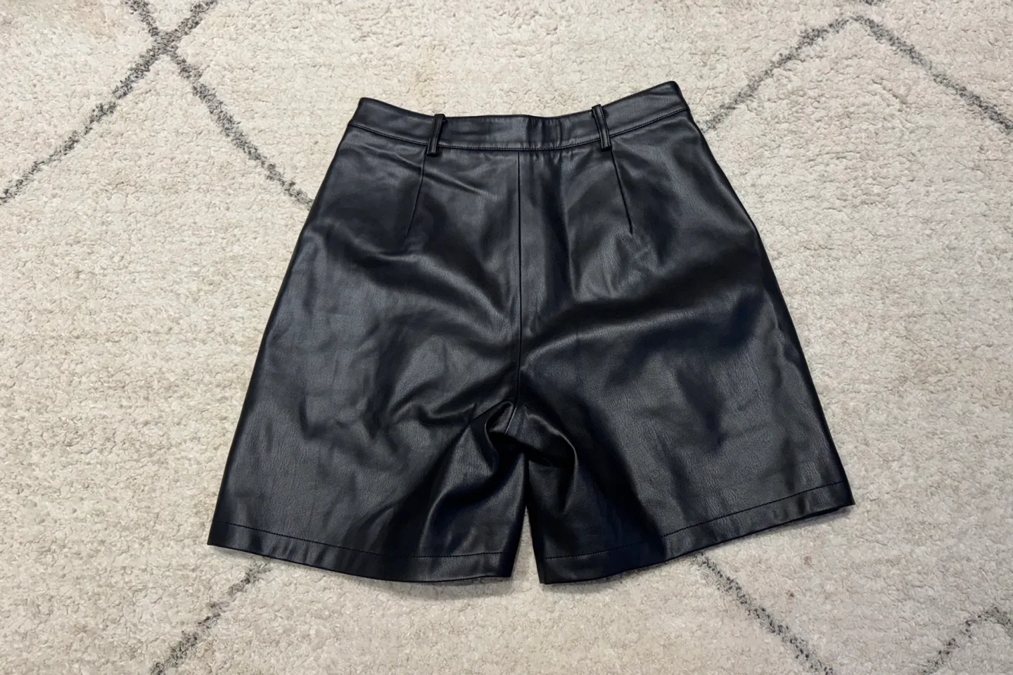 Winter shorts-Women leather black shorts image indicator(4)
