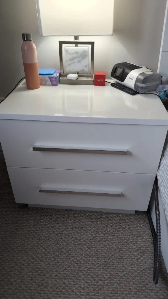 Queen bed, boxes, White Dresser, chest and 2 Nightstands Set image indicator(7)