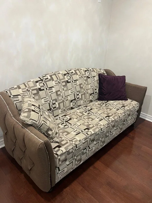 Patterned Sofa with Pillows 2 couches