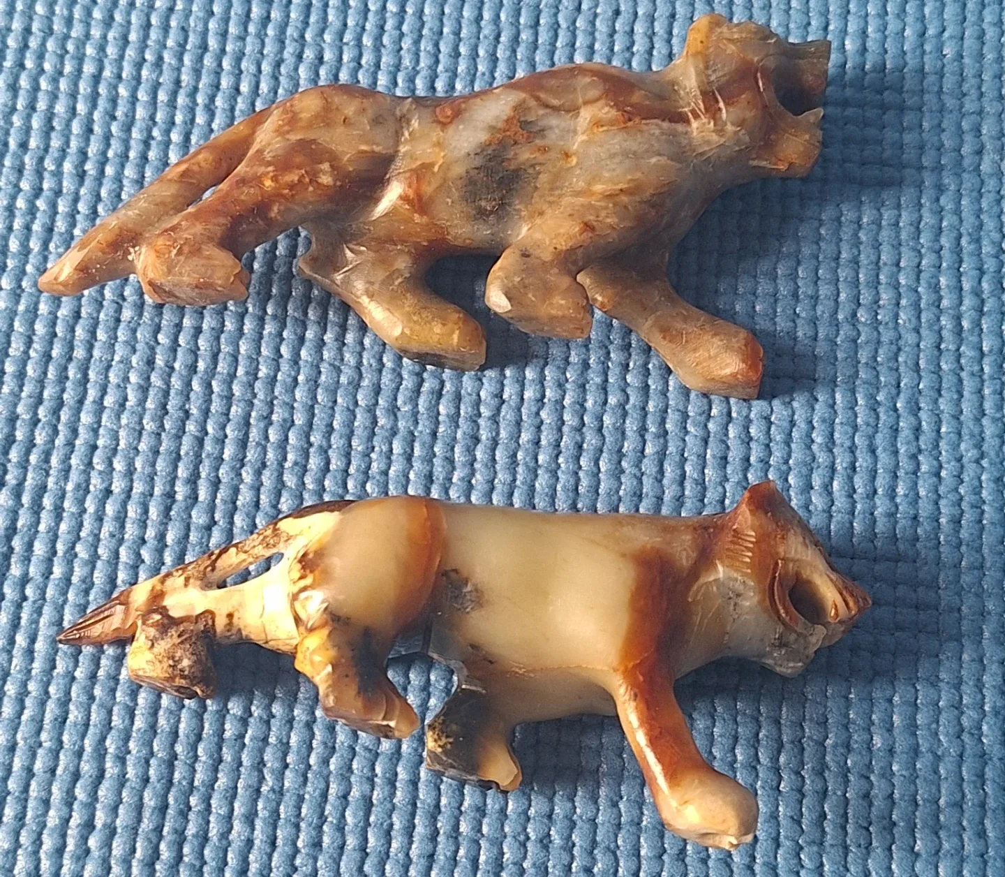 Pair of Vintage Onyx  Marble Stone Tiger Figurines image indicator(5)