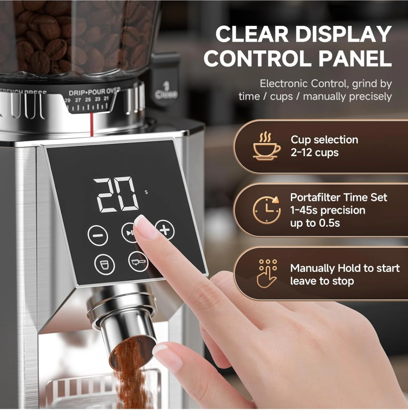 Coffee Grinder with 45 Precise Grinding Settings