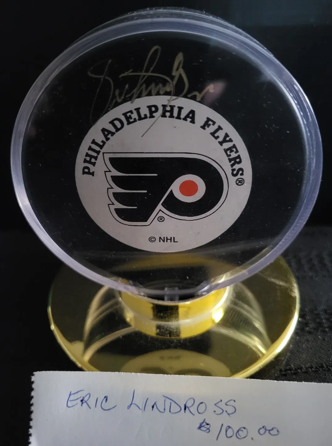 Eric Lindross Autographed Puck