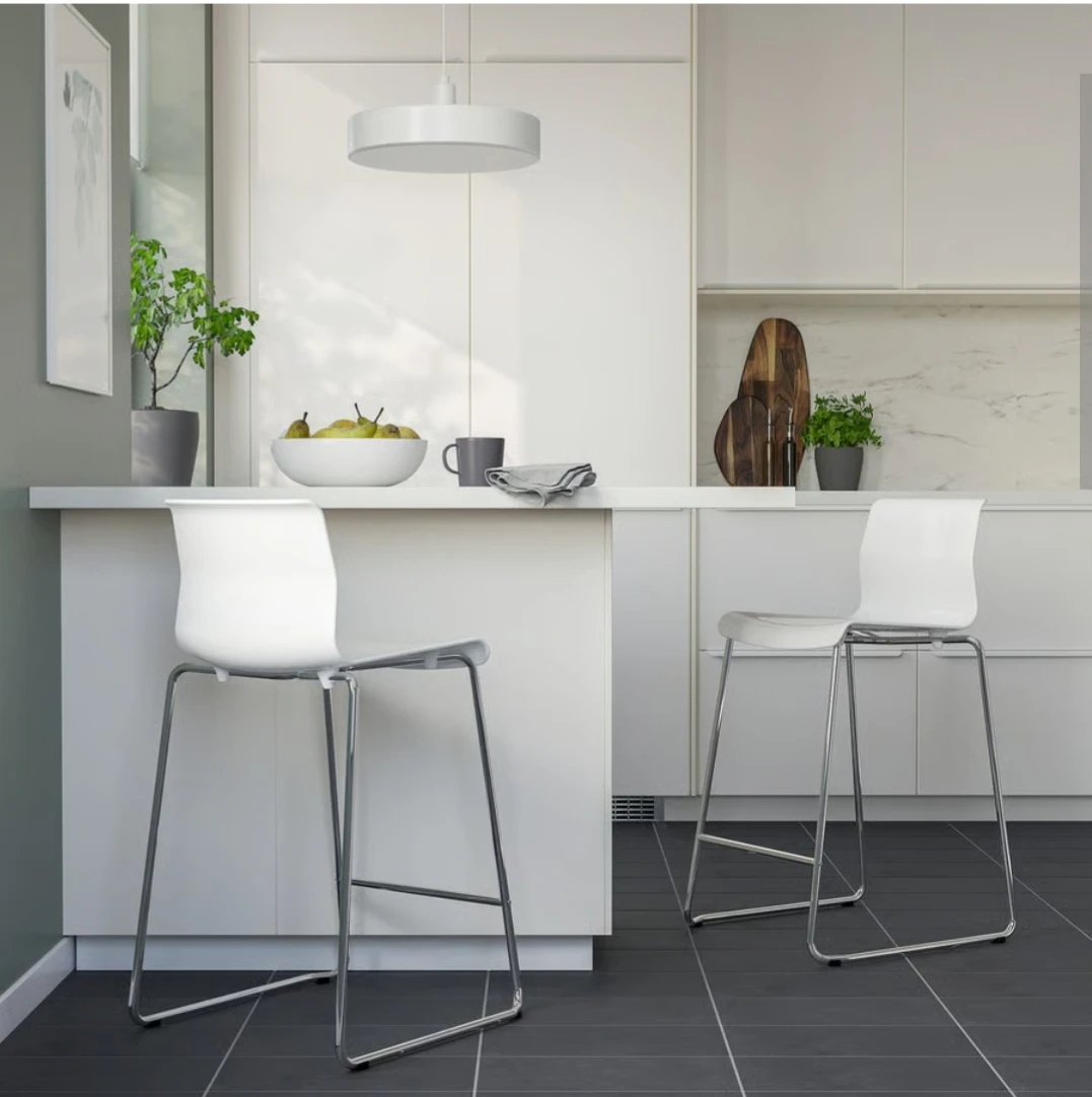 White Bar Stools with Chrome Legs set of 4