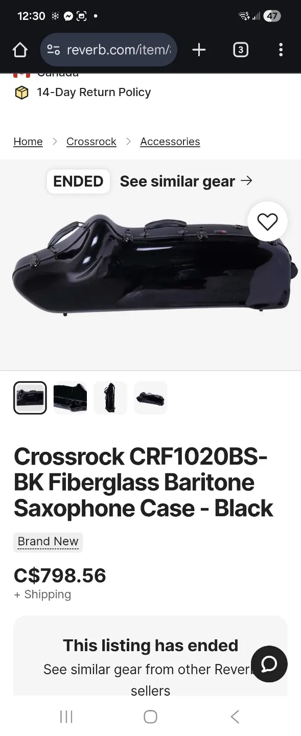 Crossrock CRF1020BS-BK Fiberglass Baritone Saxophone Case image indicator(8)