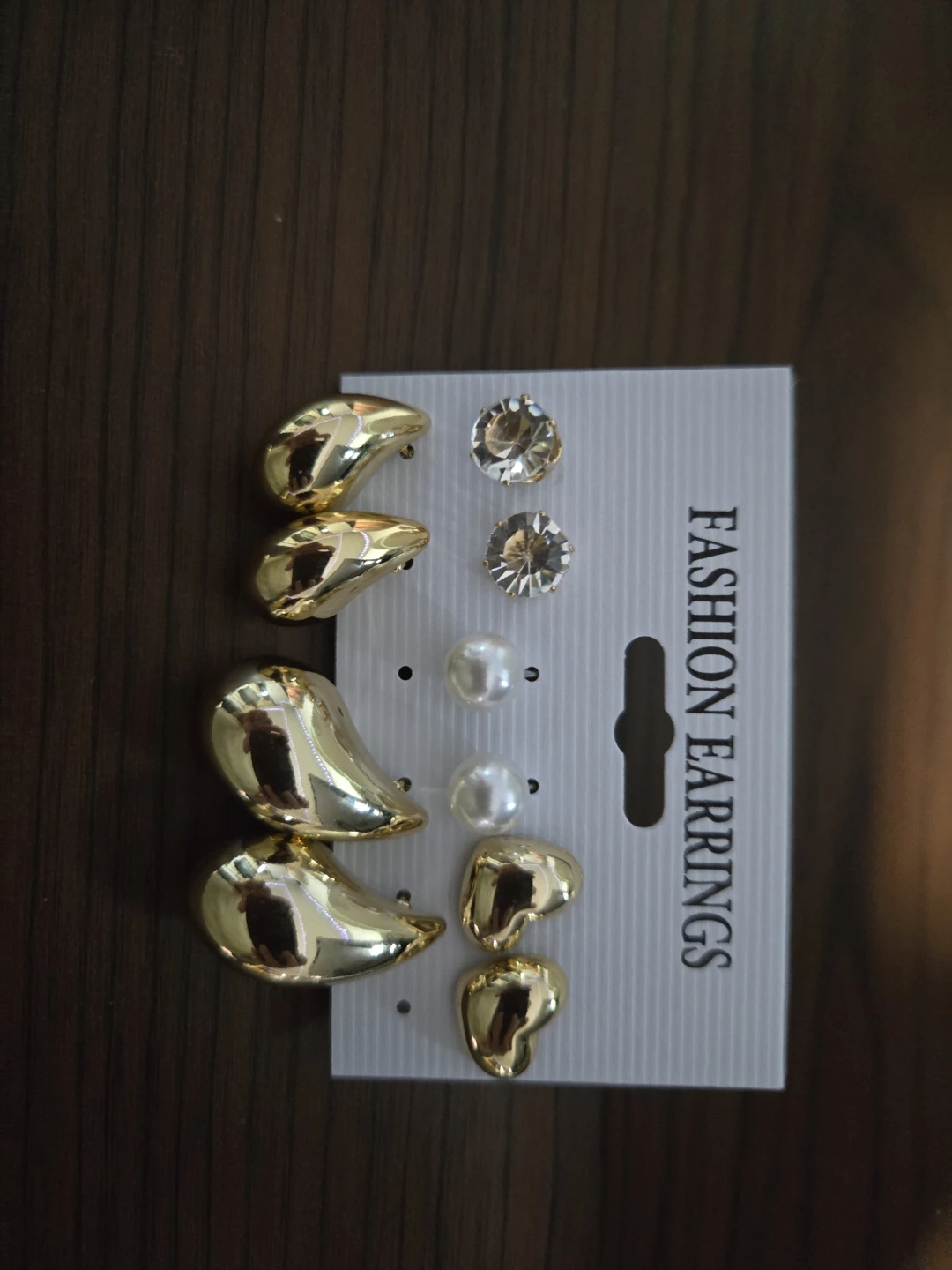 ✨ 5 Pairs Gold, Pearl & Crystal Stud Earrings ✨