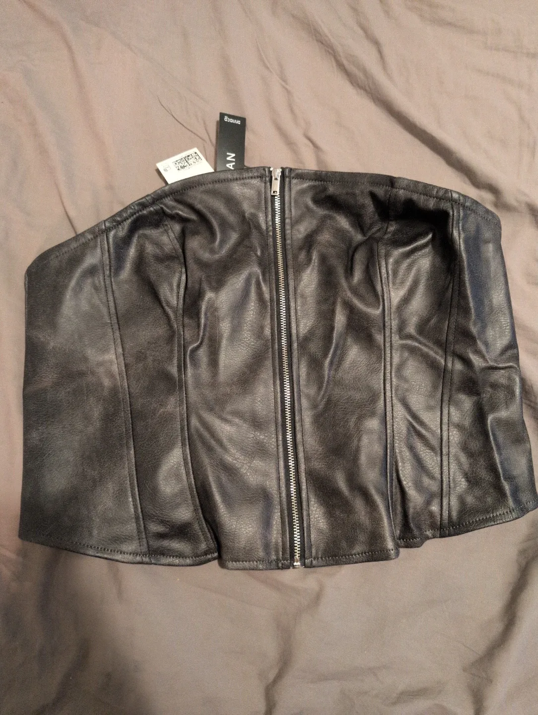 H&M Divided Vegan Leather Corset Top - Size L