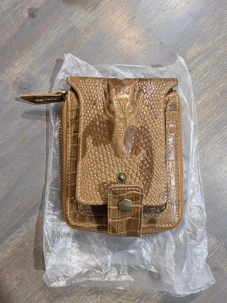 Brown Leather Crocodile Embossed Wallet