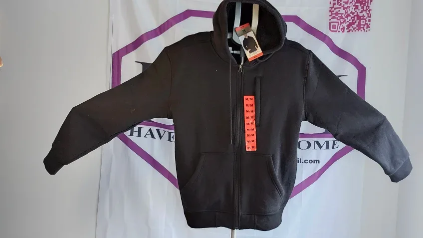 Men's Black Full-Zip Hoodie - Size M