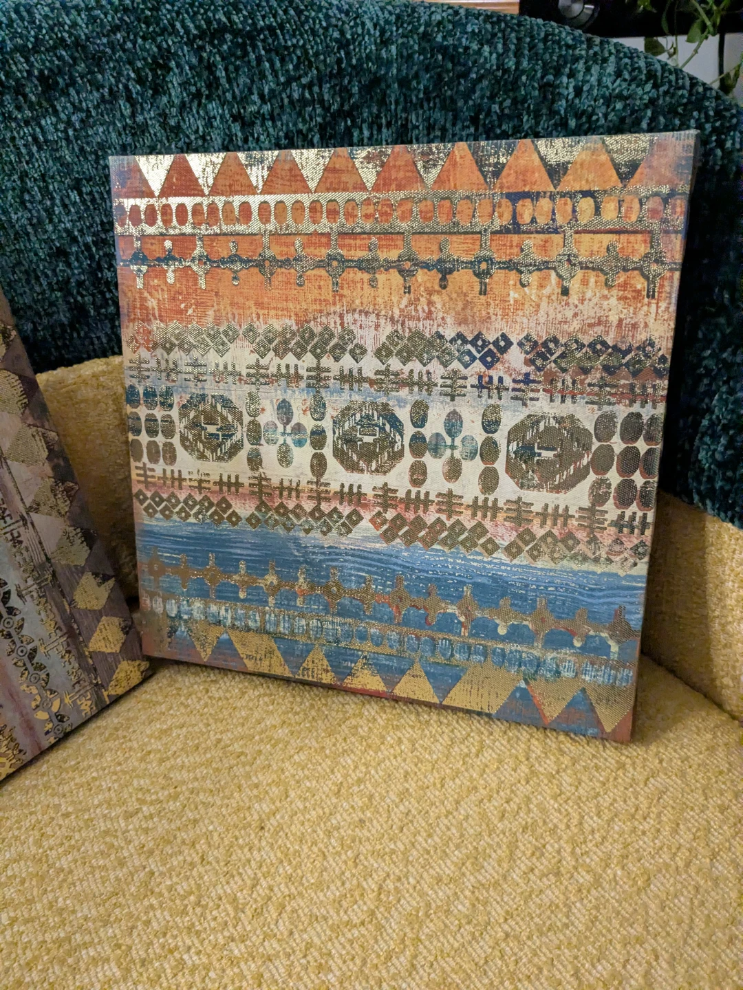 Set of 2 Modern Boho Abstract Canvas Wall Art – 12x12 - photo 2