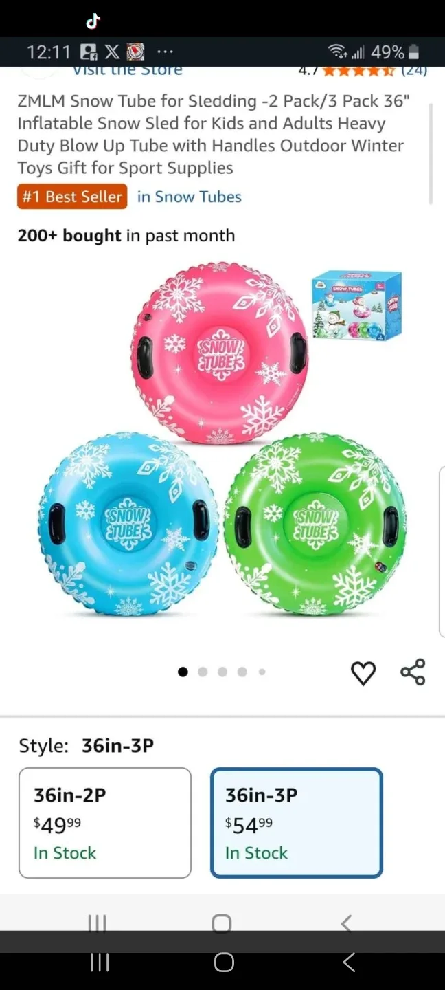 36" snow tube heavy duty brand new image indicator(2)