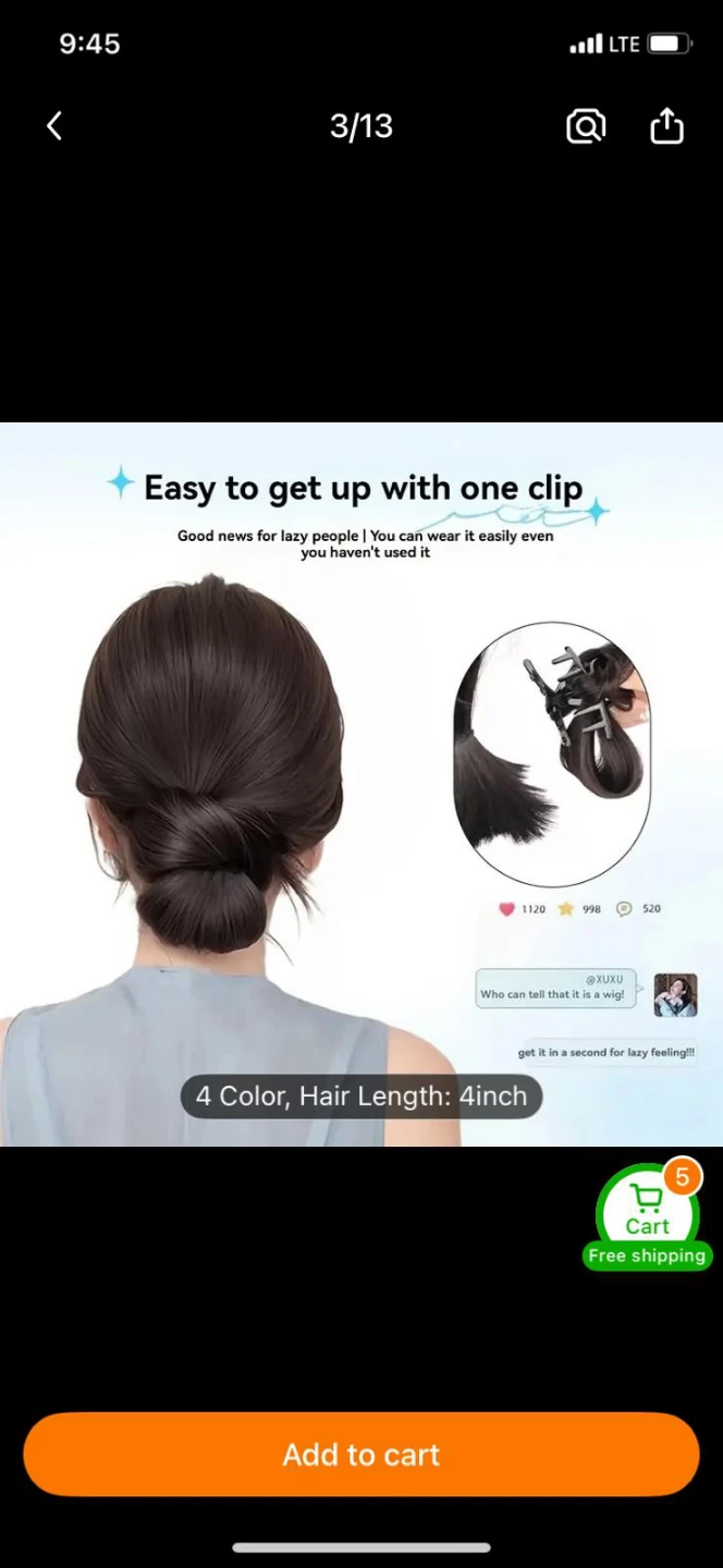 Hair Bun Claw Clip - 4 inch Hair Length - photo 5