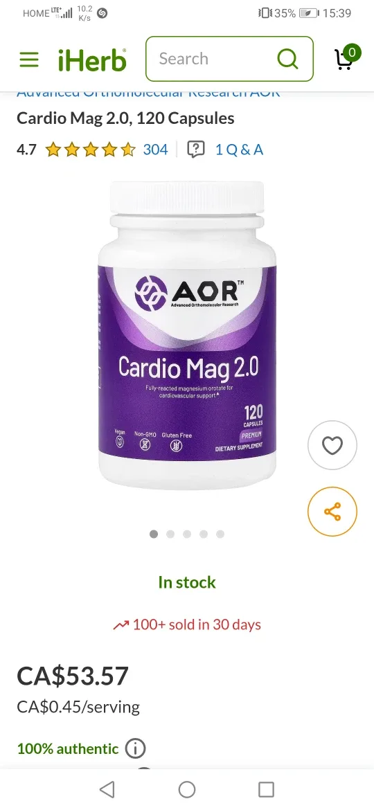 AOR Cardio Mag 2.0, 120 Capsules - Exp Feb 2025