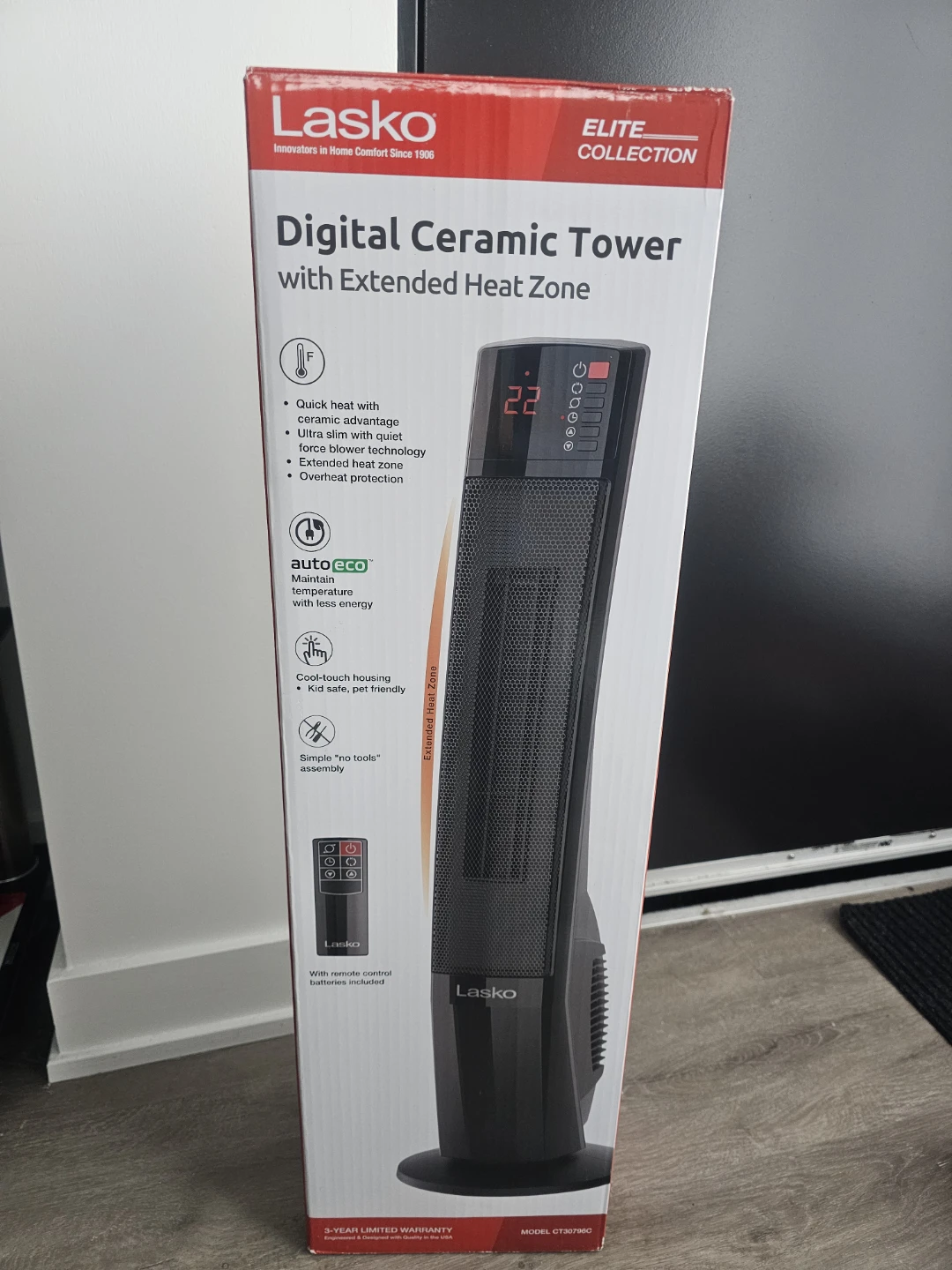 Lasko Digital Ceramic Tower Heater with Remote