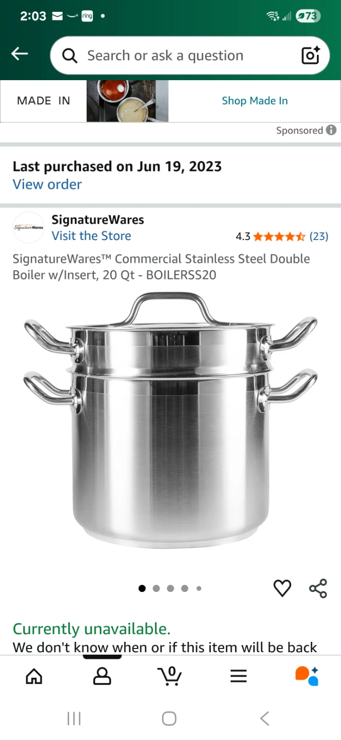 New SignatureWares 20 Qt Double Boiler w/Insert - photo 2