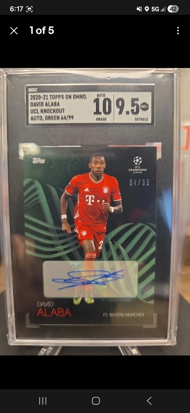 2020-21 Topps David Alaba Auto Green 64/99 graded 9.5