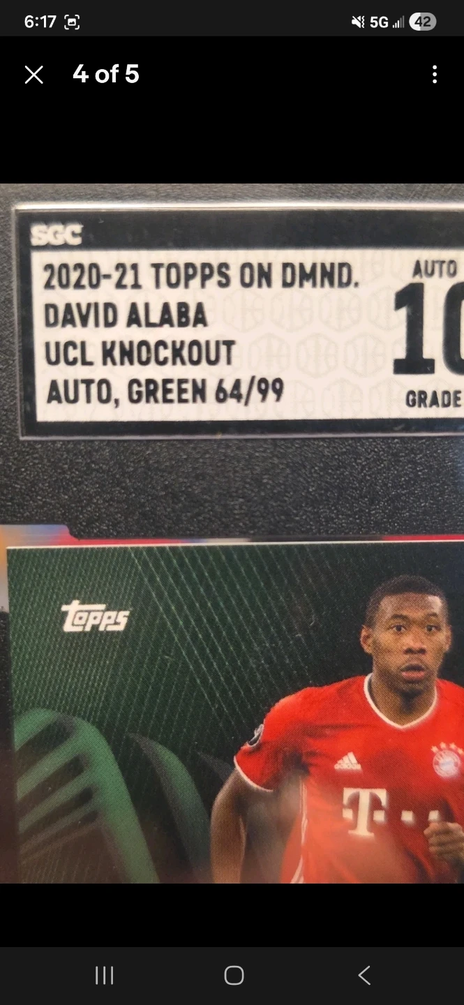 2020-21 Topps David Alaba Auto Green 64/99 graded 9.5 - photo 3