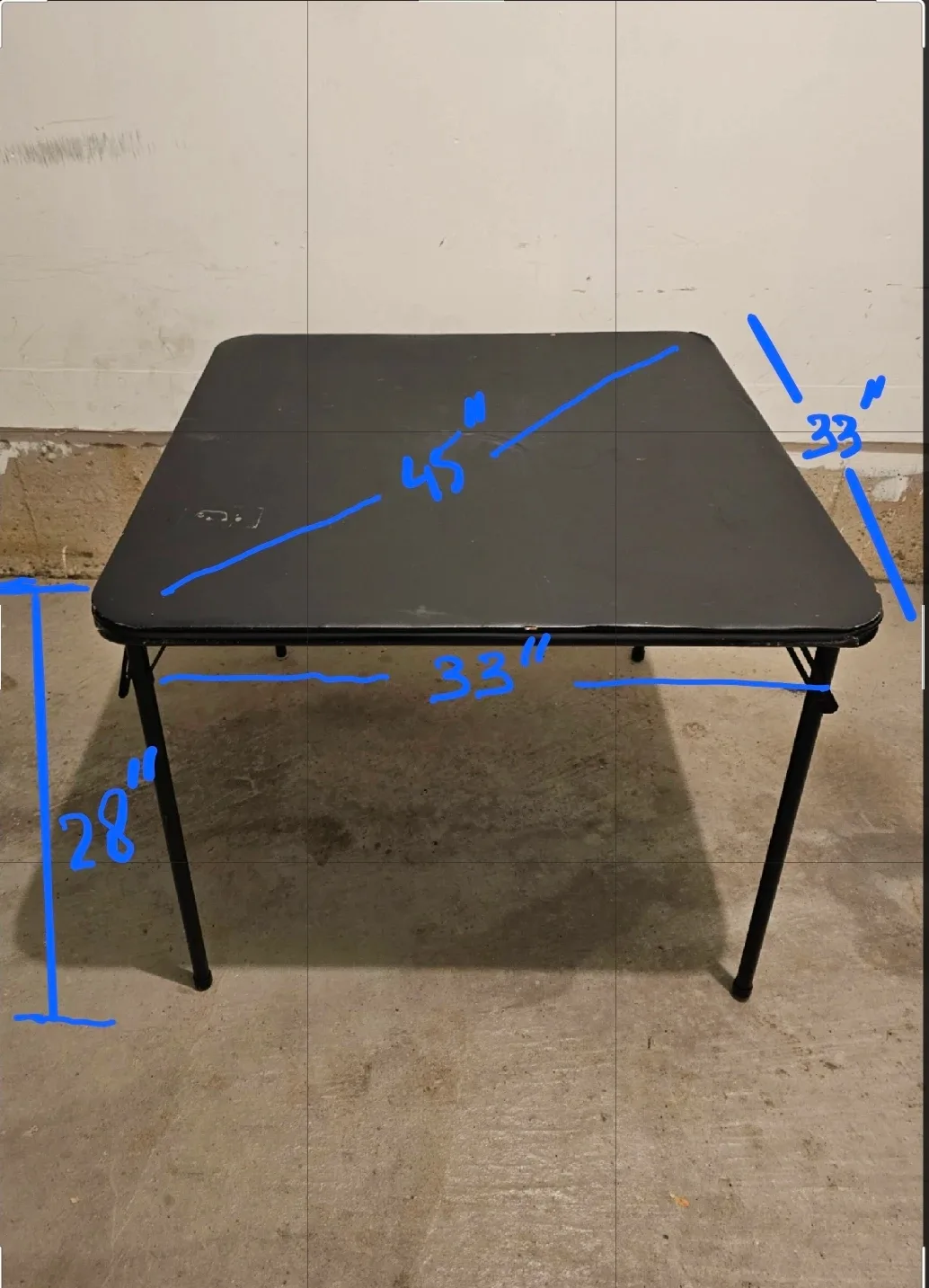 Folding Square Table - Black, 33"