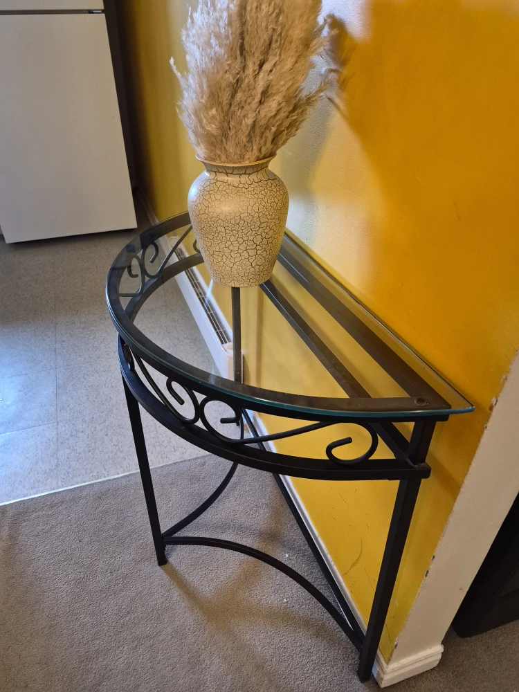 Glass Top Half Moon Console Table - photo 2