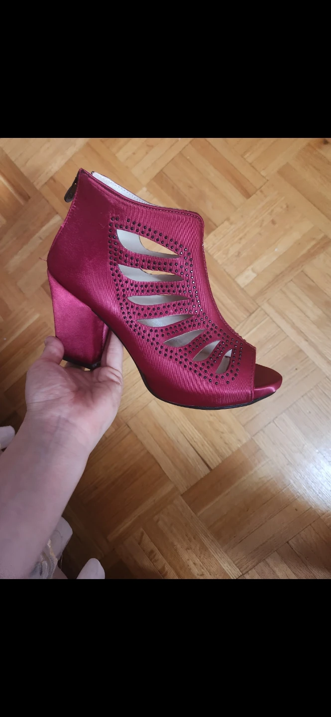 Red Peep-Toe Cutout Heel Booties
