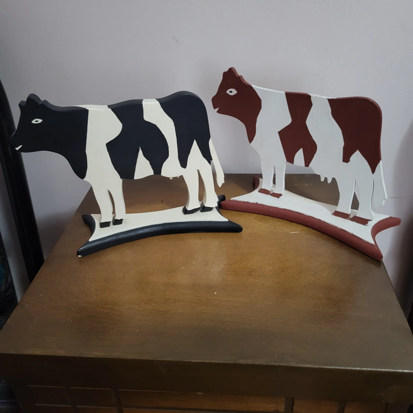 Wooden Cow Decor - Black & White, Brown & White