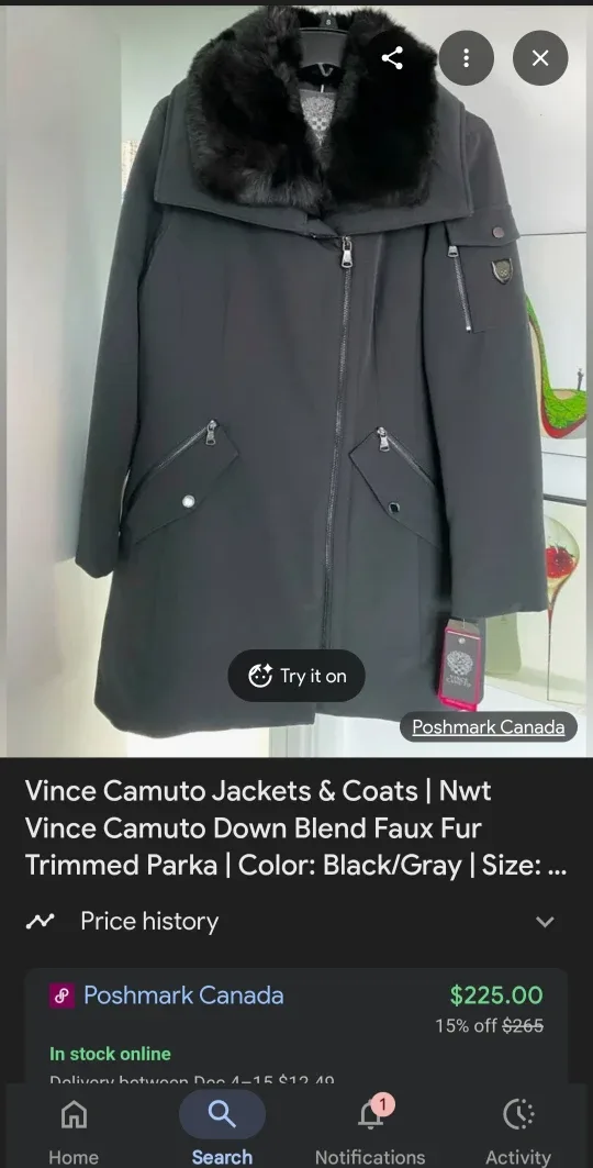 BNWT Vince Camuto Womans XL Down Blend Jacket With Fir Trim