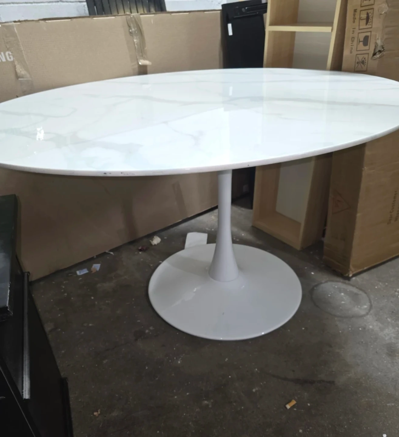 Round Marble Top Tulip Dining Table - 48 inch