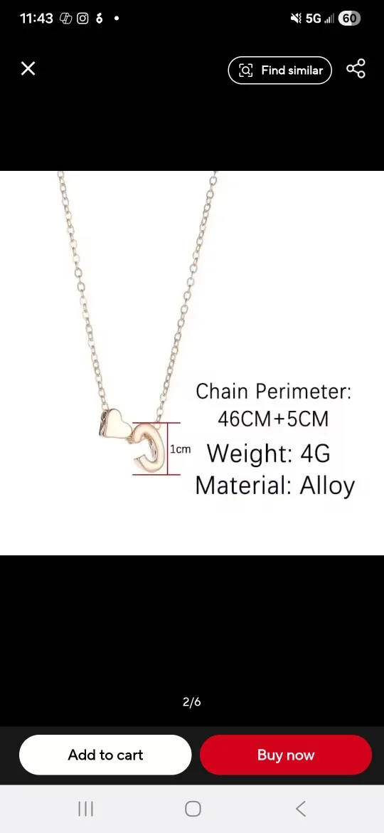 Initial Heart Pendant Necklace - Gold Alloy image indicator(3)