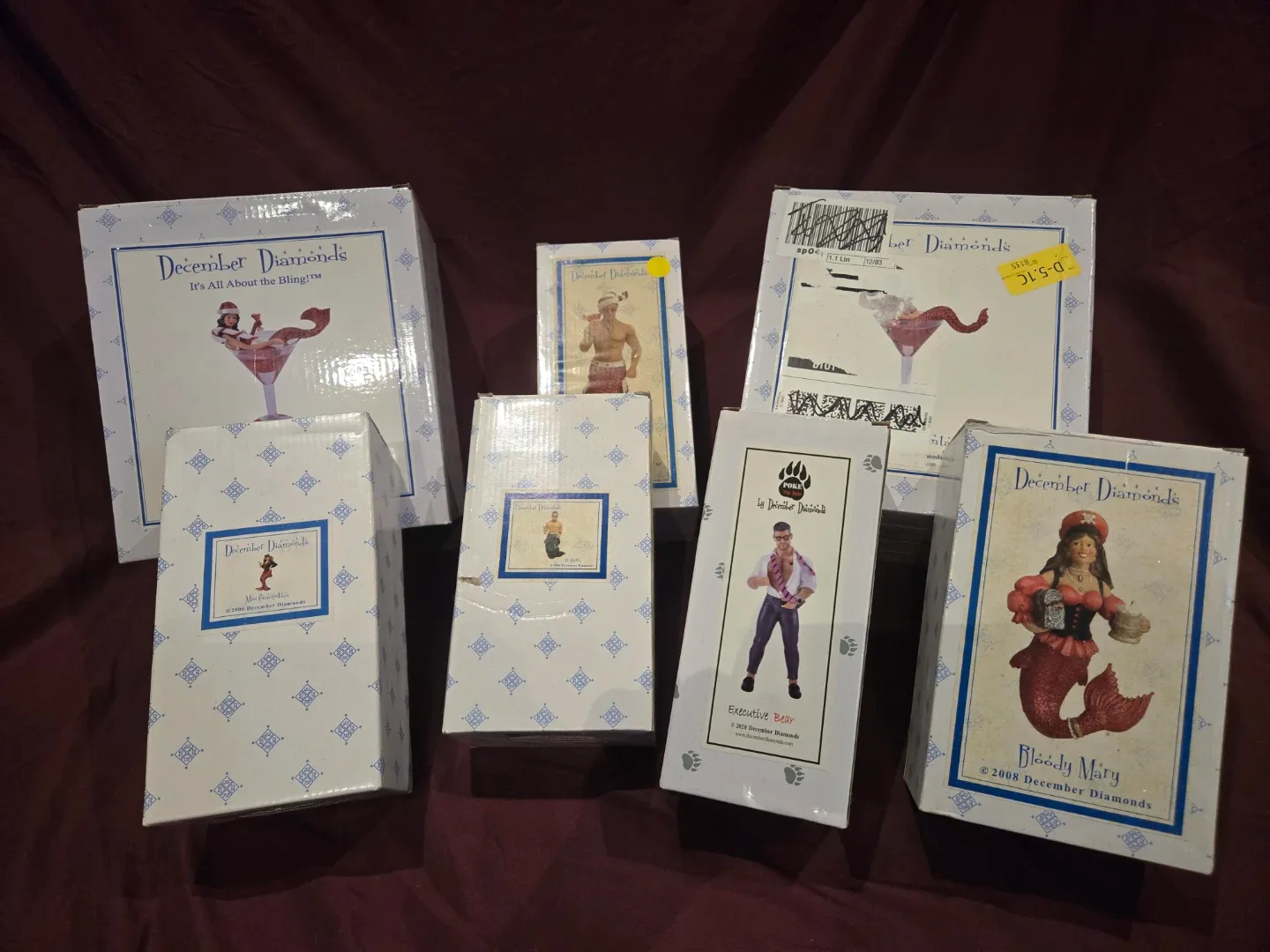 Rare Set of 7 December Diamonds Merman/Mermaid Ornaments