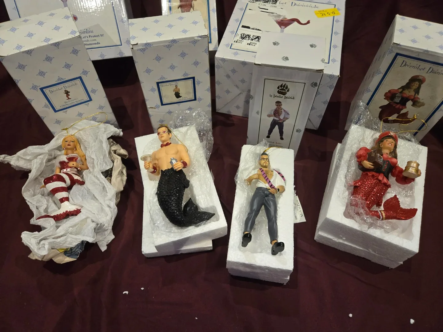 Rare Set of 7 December Diamonds Merman/Mermaid Ornaments image indicator(3)