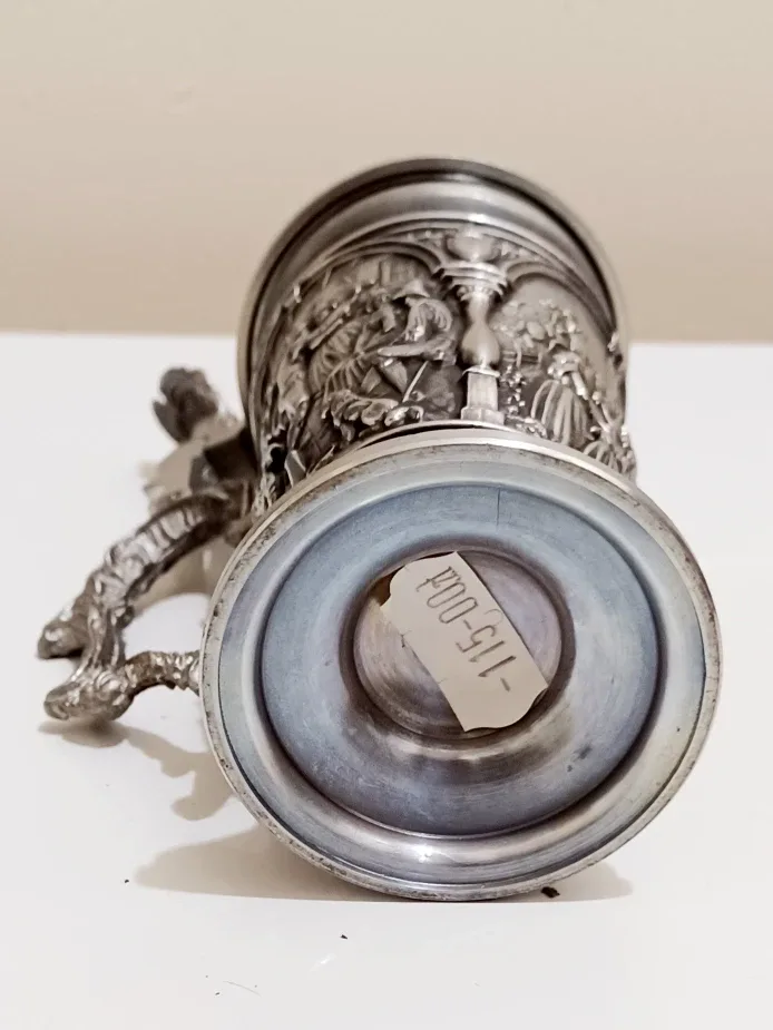 Vtg.Unique Pewter German Beer Stein image indicator(5)