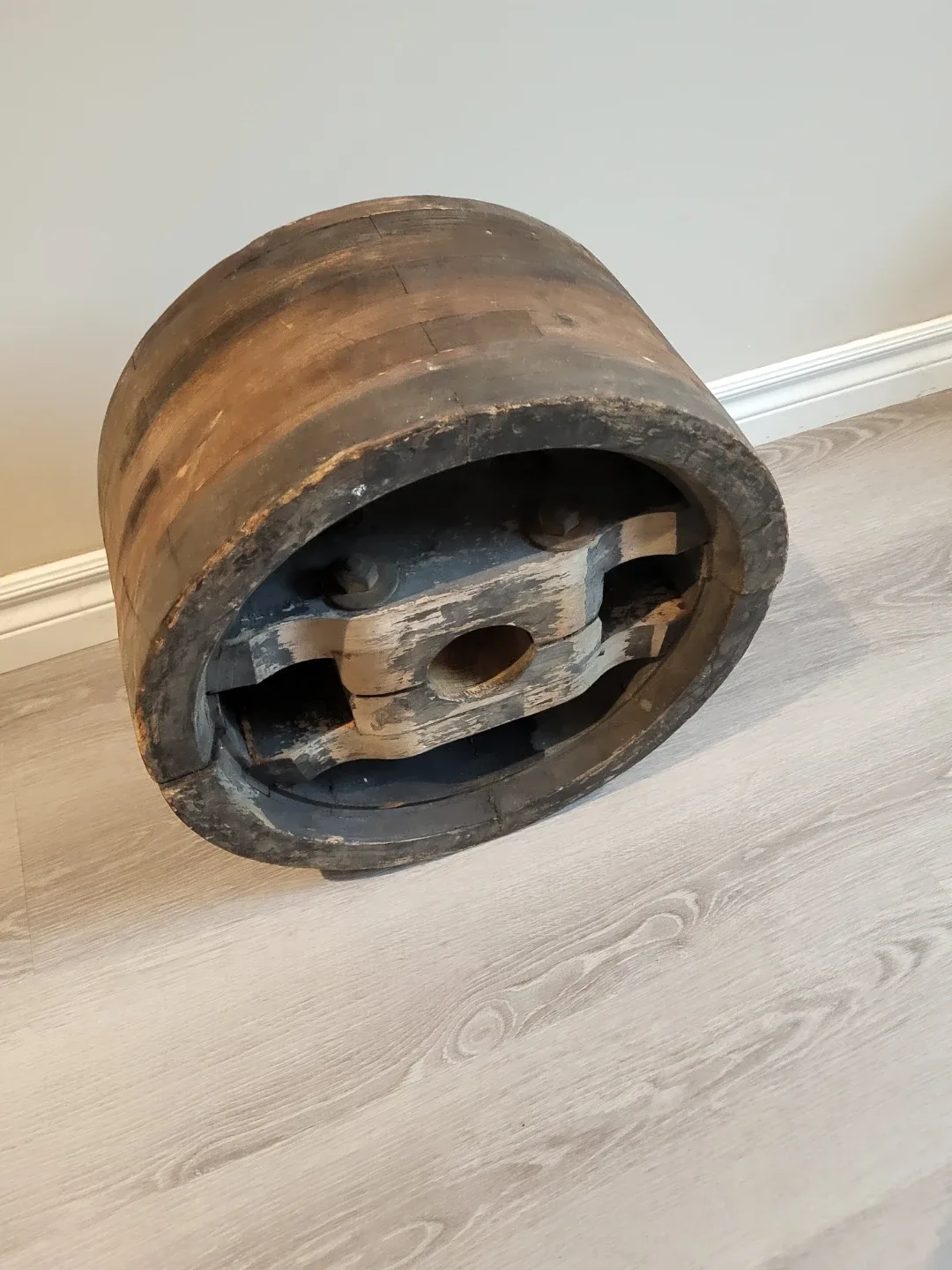 Vintage/ Antique Wooden Pulley Wheel for Coffee Table Base