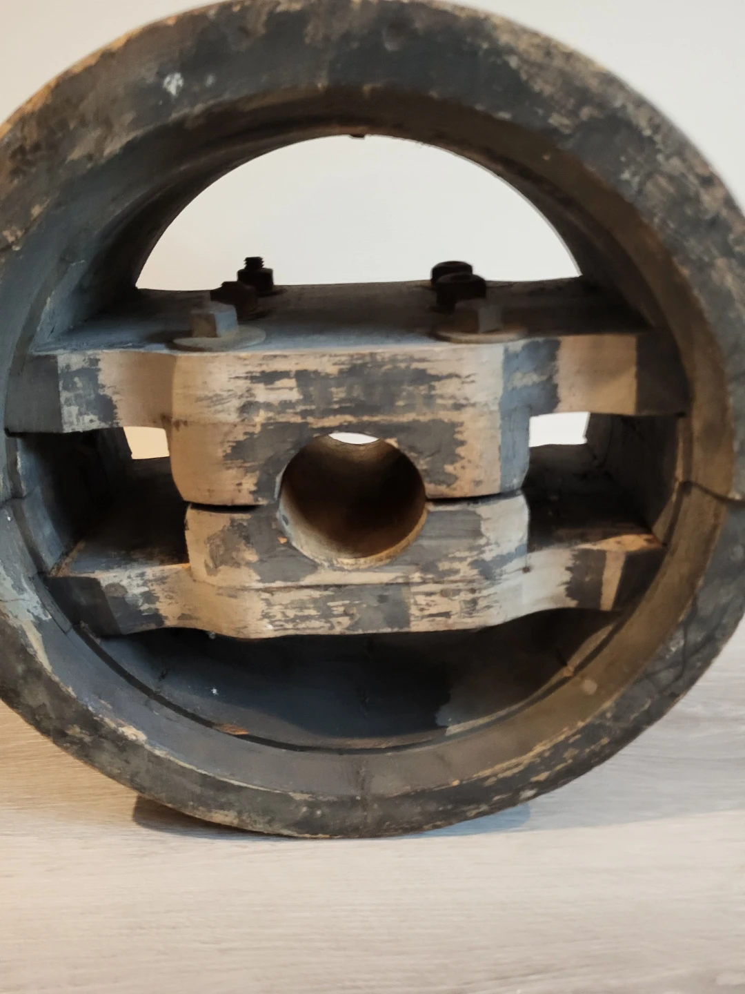 Vintage/ Antique Wooden Pulley Wheel for Coffee Table Base - photo 2
