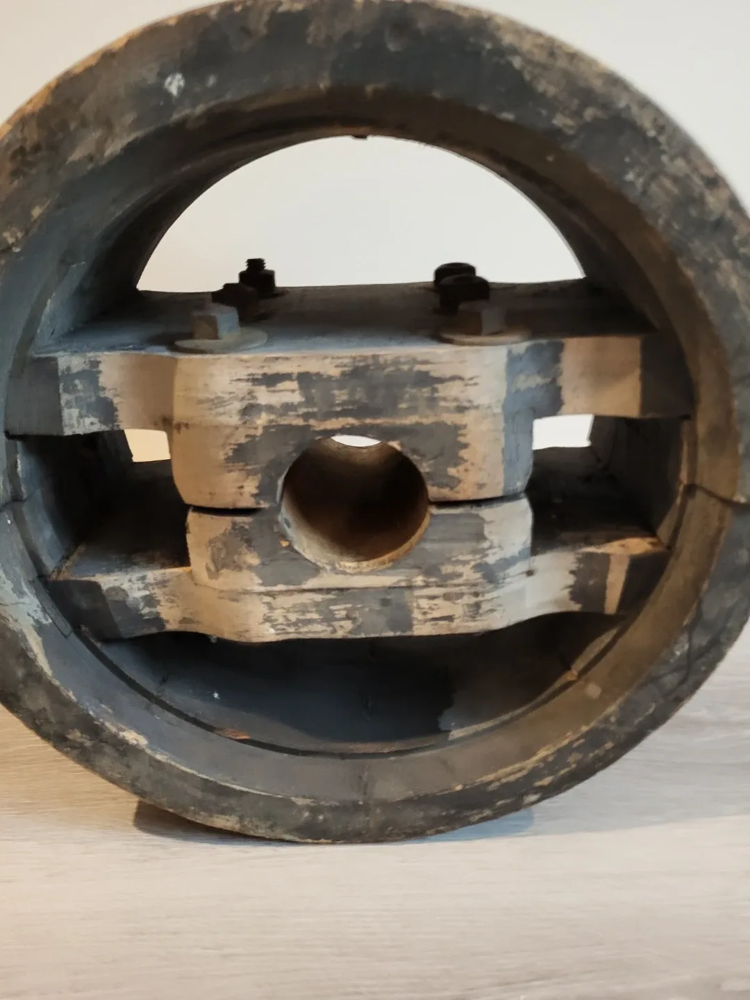 Vintage/ Antique Wooden Pulley Wheel for Coffee Table Base image indicator(2)