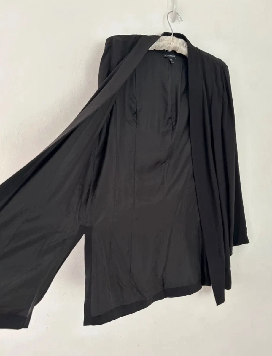 Eileen Fisher Black Silk Cardigan - XXS