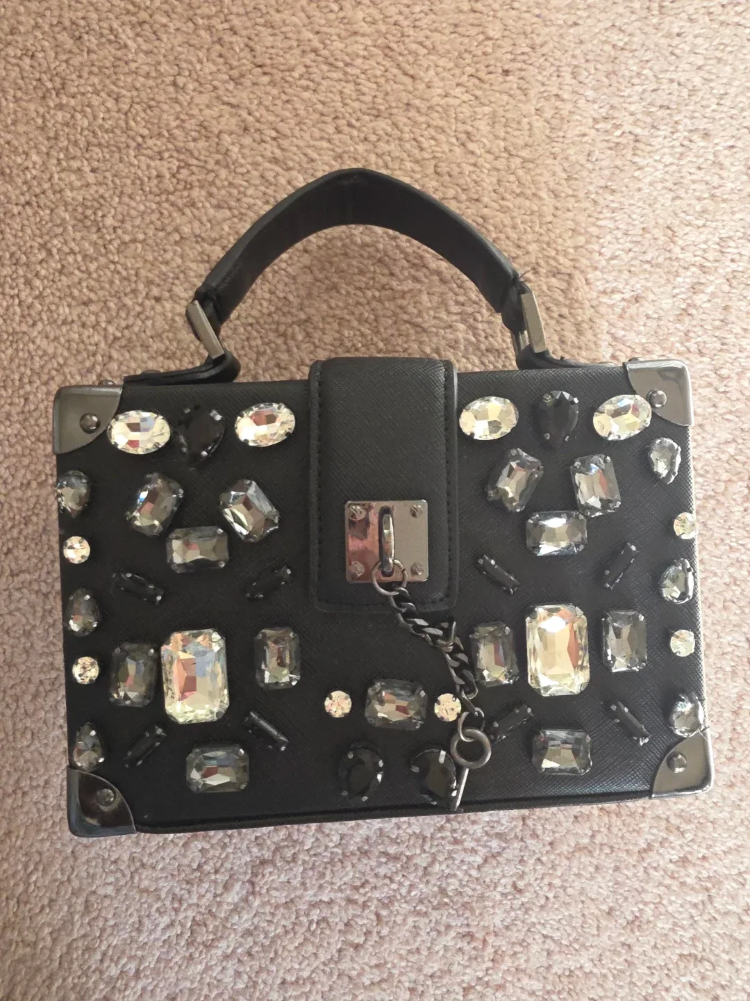 Aldo Black Embellished Top Handle Bag