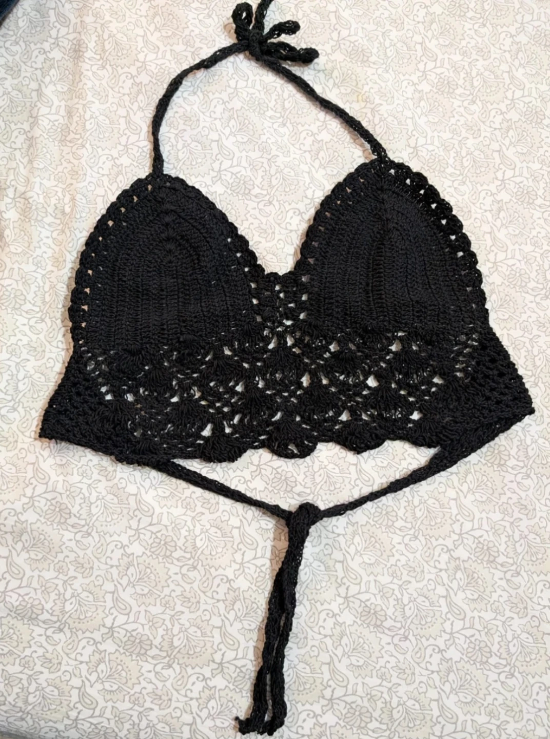 Crochet Halter Top - Black