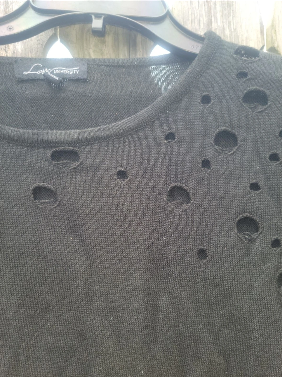 Love University Black Distressed Sweater - photo 2